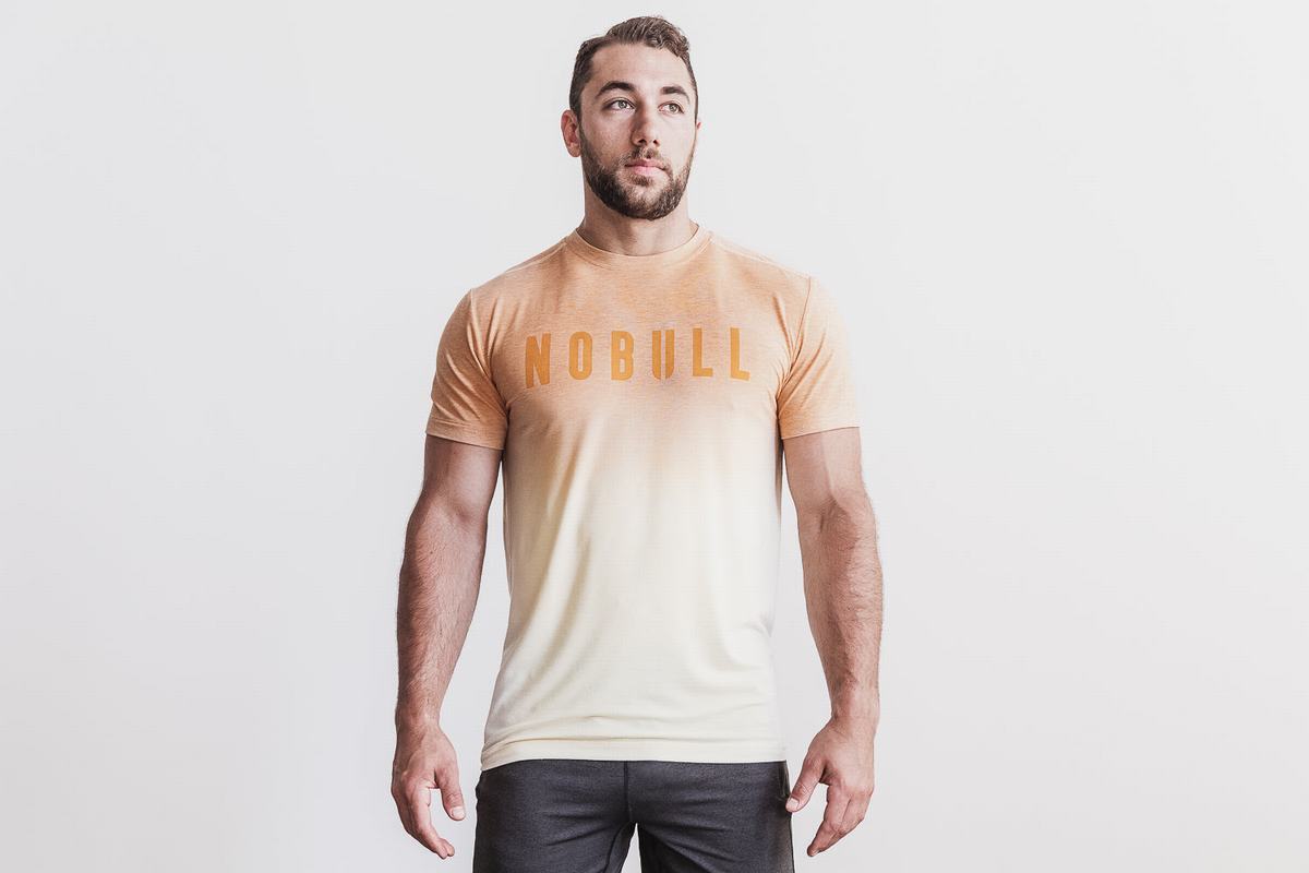 Nobull Men's T Shirts Yellow | Australia (KE0543)